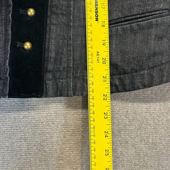 Lauren Jeans Co Denim Jacket Women's Small Charcoal Crop Velvet Contrast Ralph - Picture 9 of 11